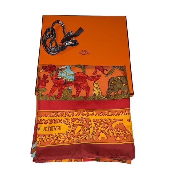 Hermes Carré 90 EARLY AMERICA Red Silk Scarf  Boxed NWT - Picture 2 of 16